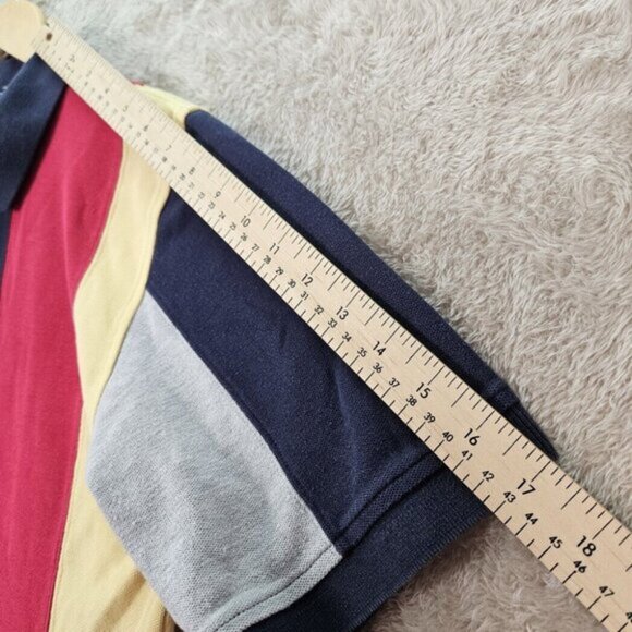 Lands End Direct Merchants Polo Shirt Vertical Striped Color Block Mens Size M - Picture 7 of 10